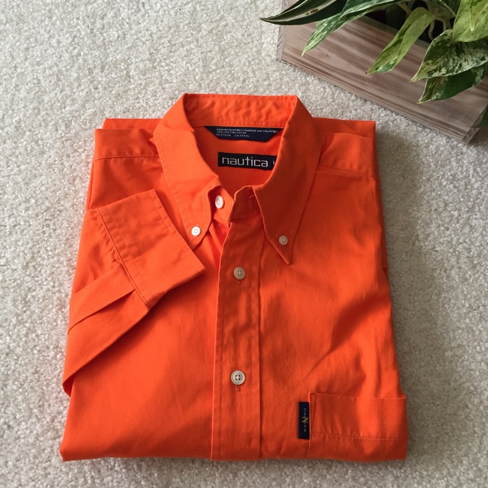 Vintage Nautica Button Down Shirt Men’s Size Large Orange
